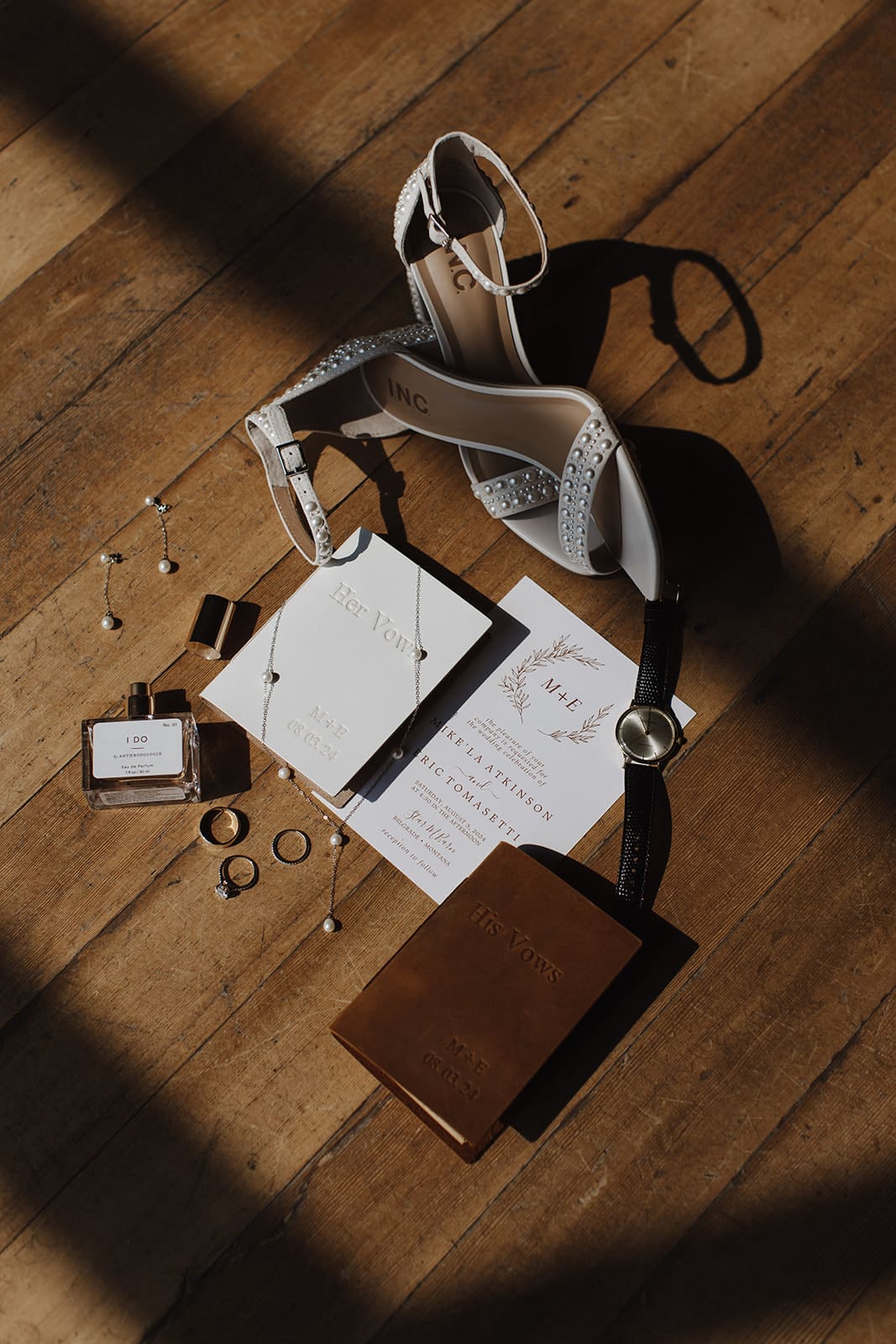 Wedding details photographed in harsh light
