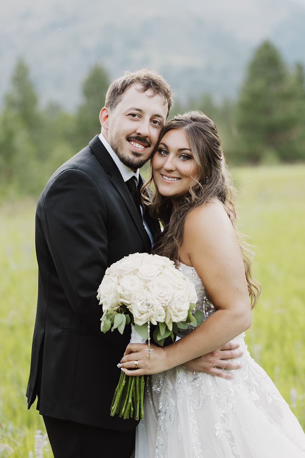 Bride and groom at The White Raven near Missoula, Montana taken by Missoula wedding photographer