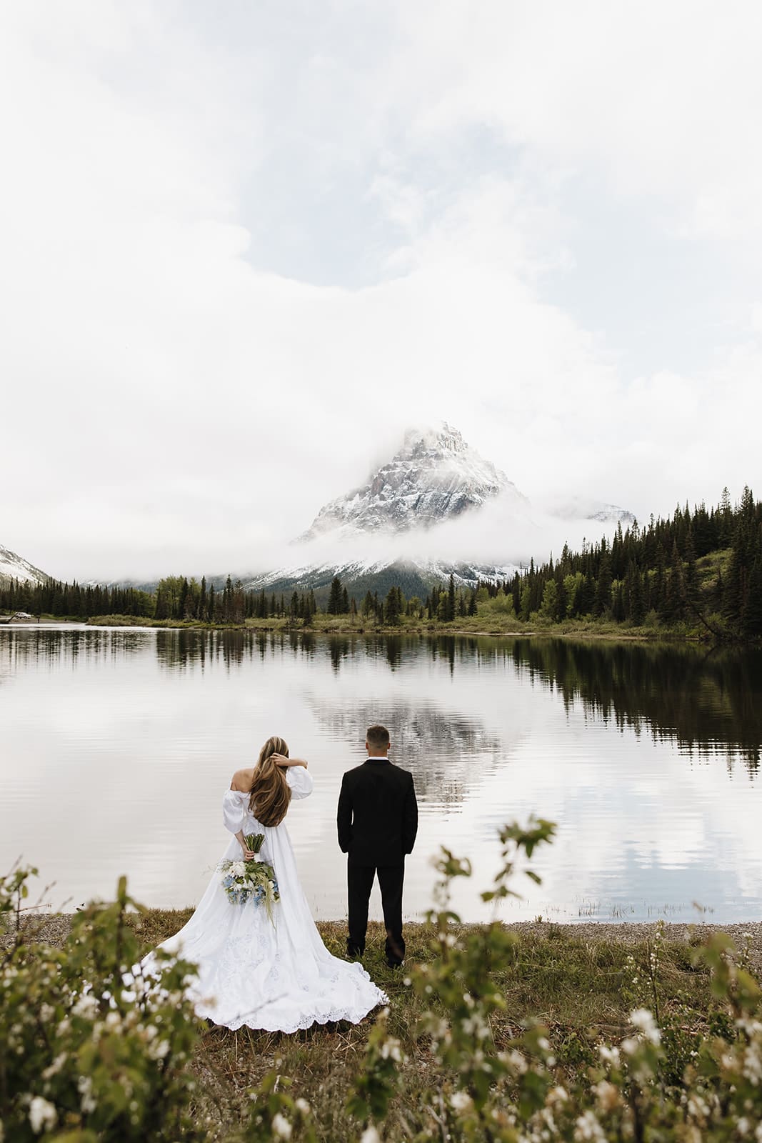 Summer glacier national park elopement at two medicine lake taken by montana elopement photographer