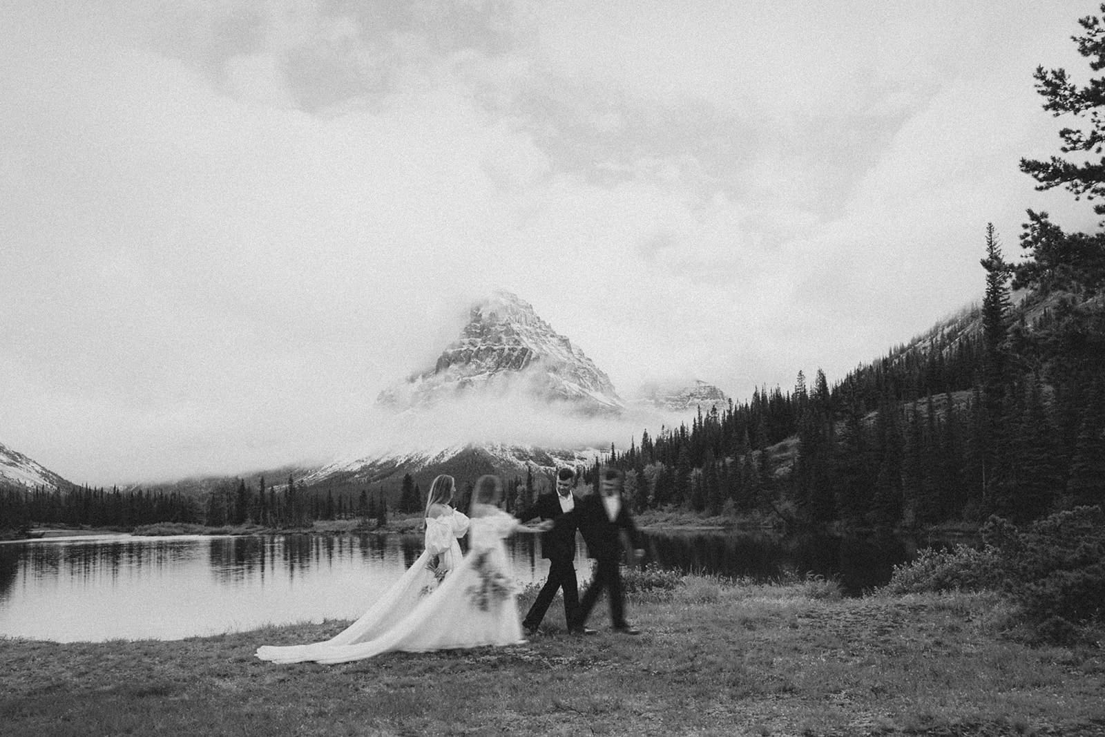 Glacier national park elopement with snow covered mountains