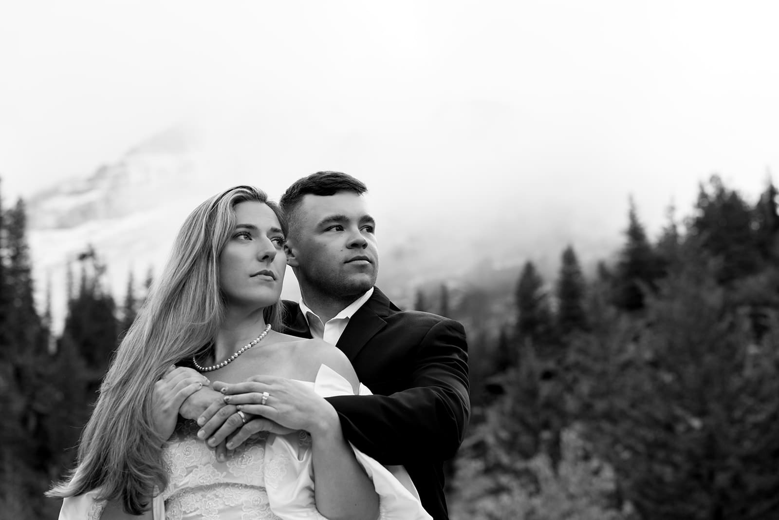 Montana elopement photo of bride and groom