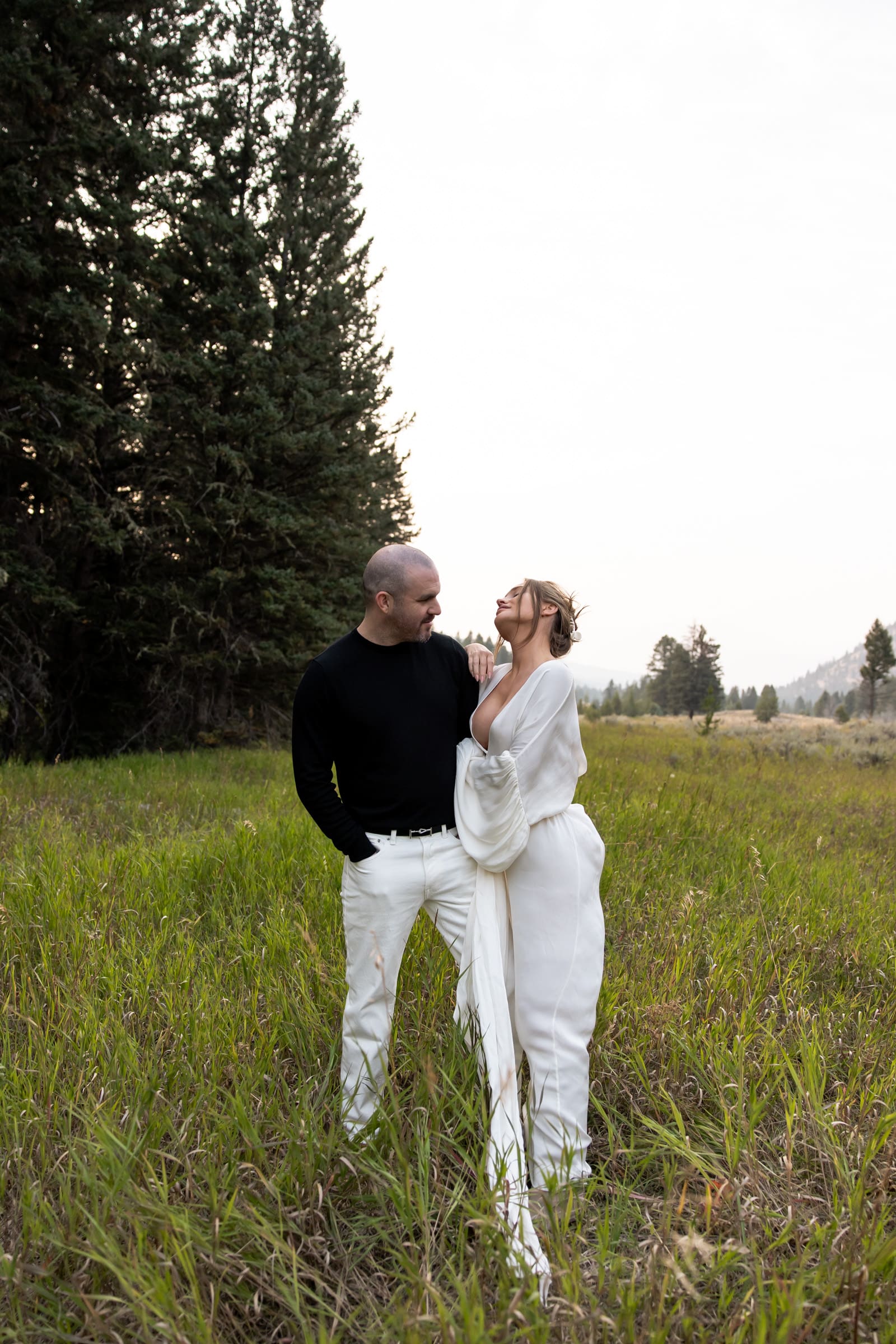 Engagement photography highlighting luxury and editorial style in Big Sky.