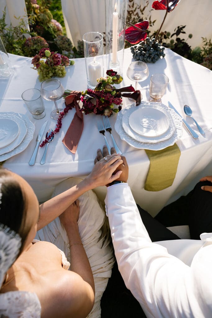 Editorial detail of wedding reception table captured by Oceana’s Gardens wedding photographer in Colorado.