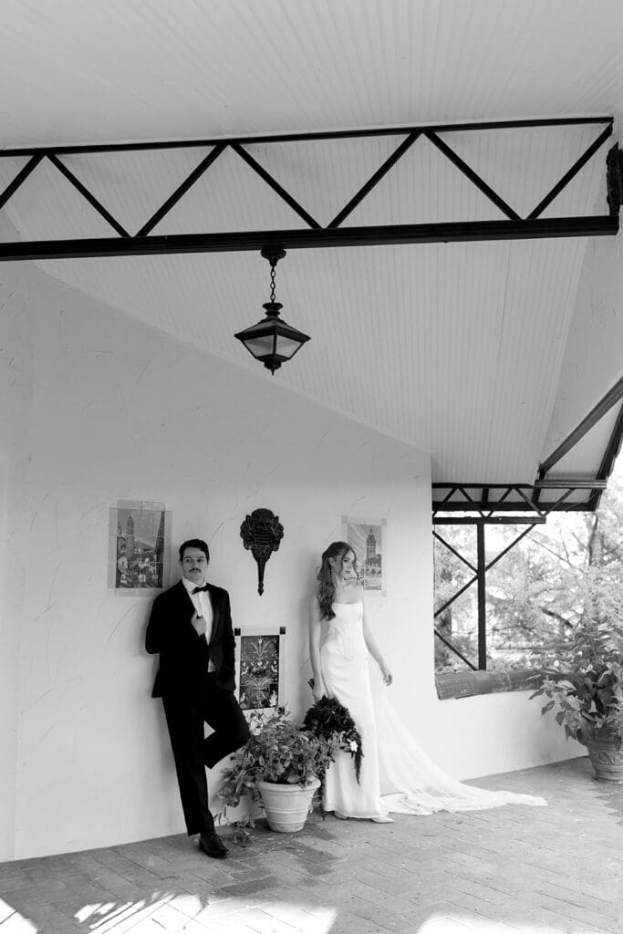 A fashion-forward bridal portrait photographed by Santa Barbara Editorial Destination Wedding Photographer Frazier & Co. This image highlights how California wedding venues outdoor offer architectural backdrops perfect for editorial destination weddings with elevated style.