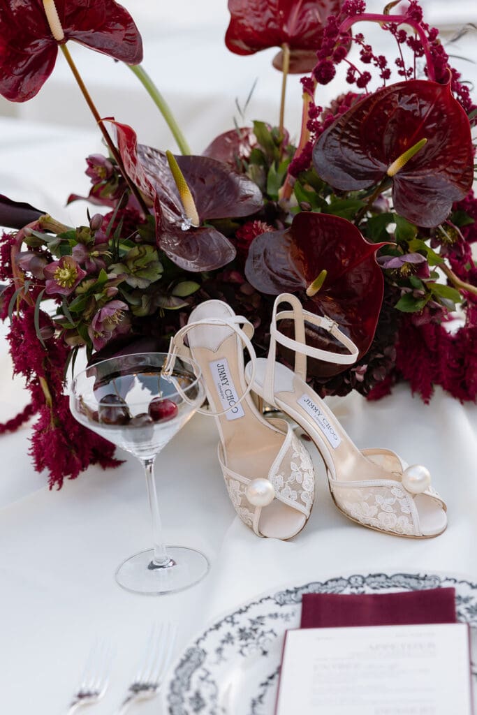 Editorial wedding details photographed by Santa Barbara Editorial Destination Wedding Photographer Frazier & Co., featuring refined tablescapes, florals, and bridal accessories. Perfect inspiration for couples planning elevated celebrations at California wedding venues outdoor with a fashion-forward aesthetic.